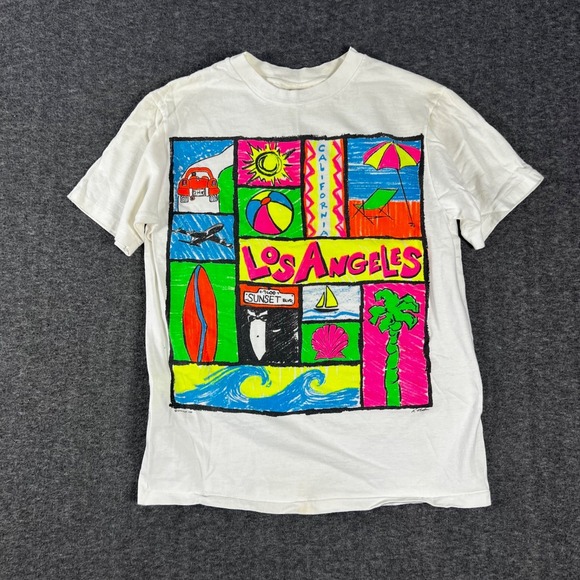 Hanes Other - Vintage 1989 Hanes Beefy-T Los Angeles Pop Art Souvenir Shirt Medium Made in USA